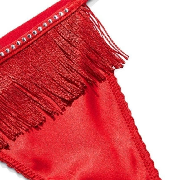 Victoria secret Fringe v-string panty red New With tags - Picture 2 of 4